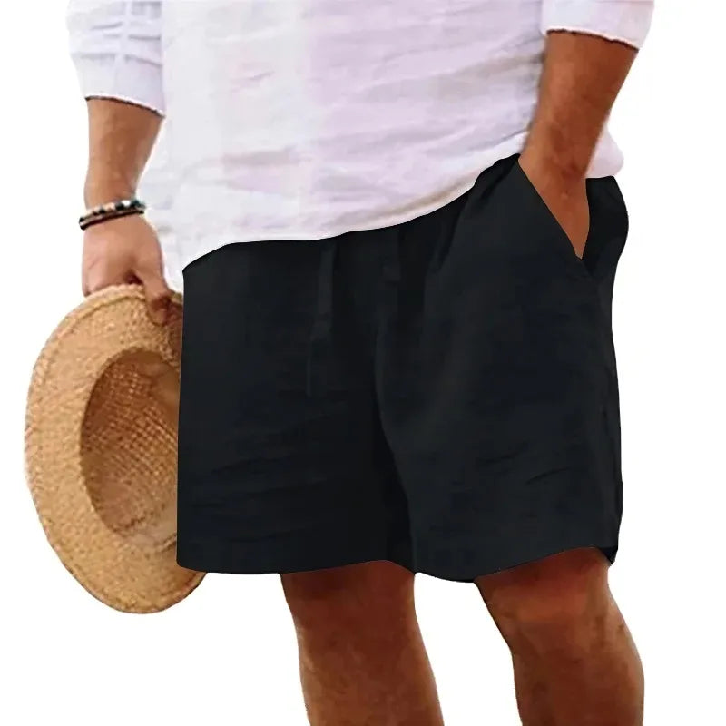 Men's Shorts Solid Color Short Lightweight Pants Linen Beach Shorts Men Jogging Sport Large Shorts Streetwear S-3XL