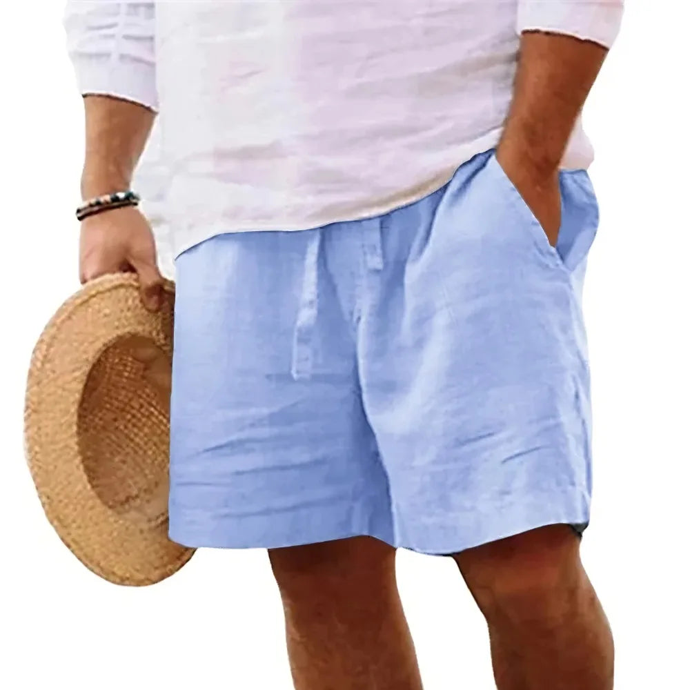 Men's Shorts Solid Color Short Lightweight Pants Linen Beach Shorts Men Jogging Sport Large Shorts Streetwear S-3XL