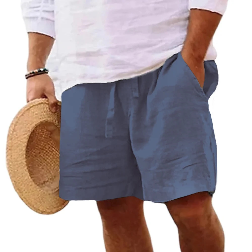 Men's Shorts Solid Color Short Lightweight Pants Linen Beach Shorts Men Jogging Sport Large Shorts Streetwear S-3XL