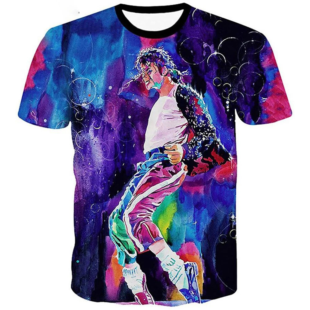 Summer fashion Michael Jackson hip-hop singer retro cool casual men Harajuku streetwear short sleeved