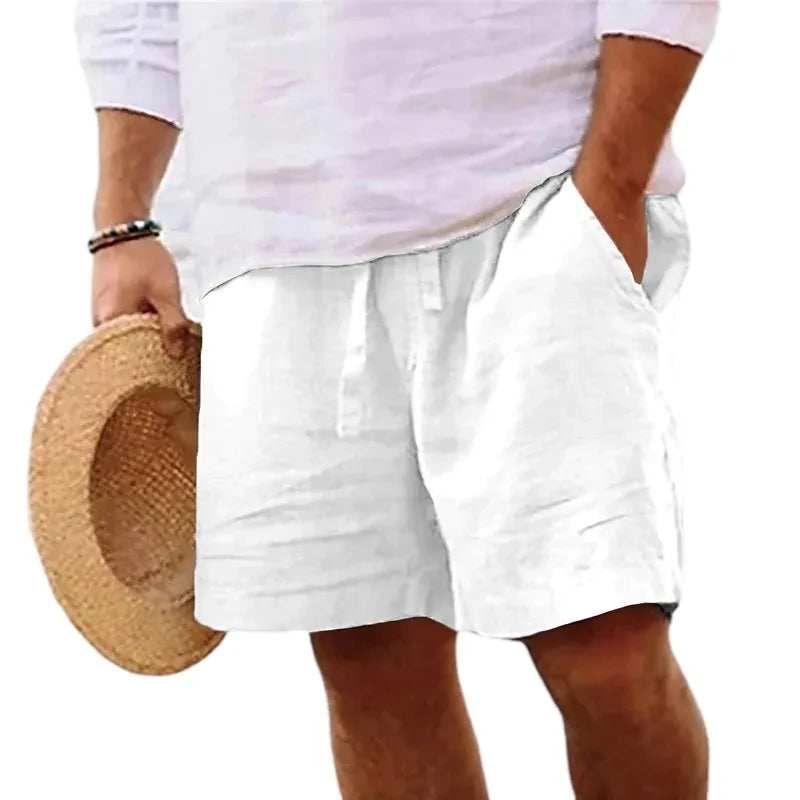 Men's Shorts Solid Color Short Lightweight Pants Linen Beach Shorts Men Jogging Sport Large Shorts Streetwear S-3XL