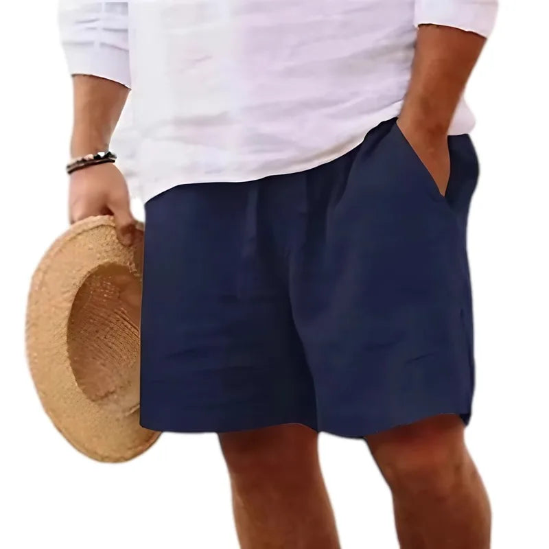 Men's Shorts Solid Color Short Lightweight Pants Linen Beach Shorts Men Jogging Sport Large Shorts Streetwear S-3XL