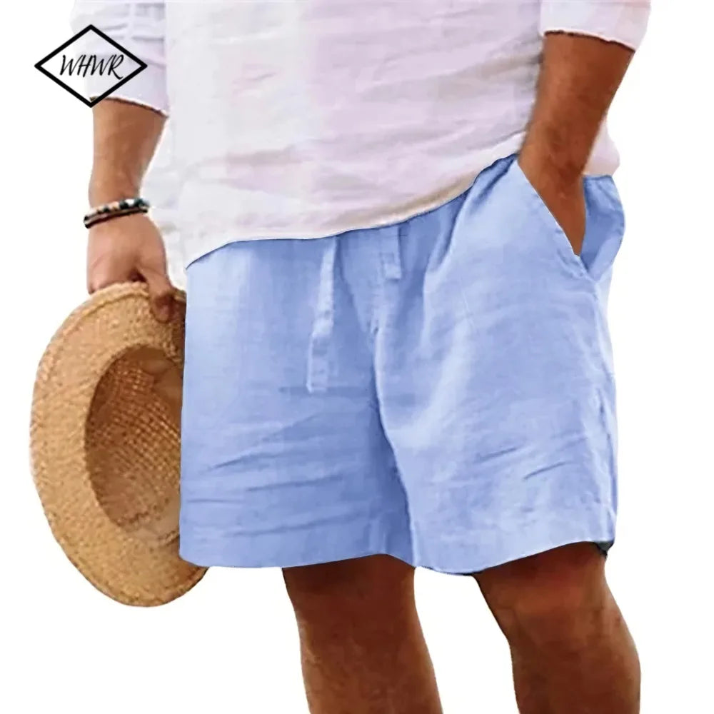Men's Shorts Solid Color Short Lightweight Pants Linen Beach Shorts Men Jogging Sport Large Shorts Streetwear S-3XL