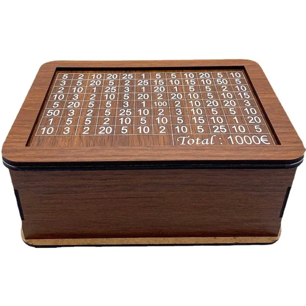 1000/3000/5000/10000 Euro Money Box Wooden Piggy Bank Reusable Money Vault Savings Box Challenge Cash Storage Case Children