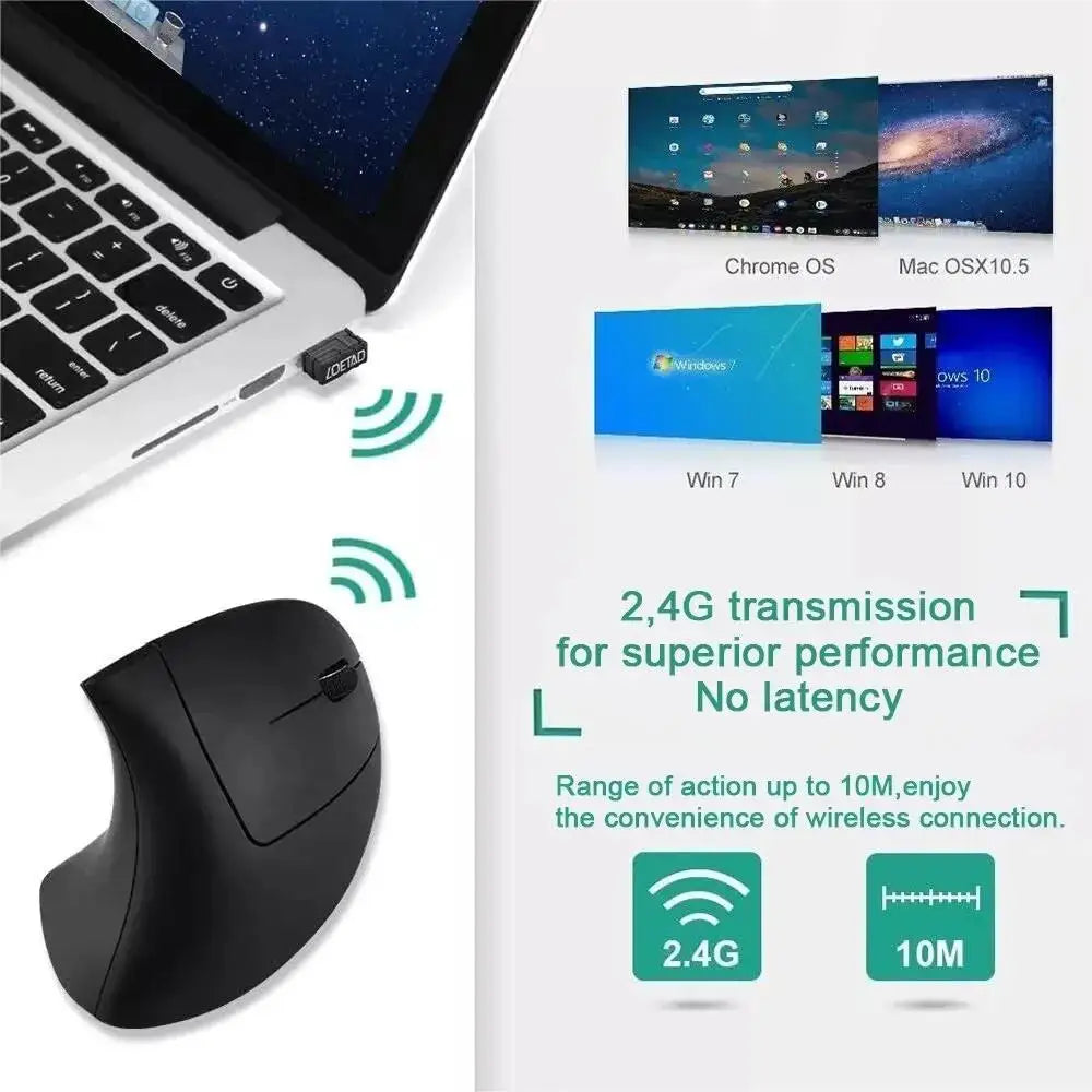 Wireless Bluetooth Vertical Mouse 800 1200 1600 DPI 6 Button Personalised Side Grip Ergonomic 2.4G Mute Gaming PC Computer Mouse