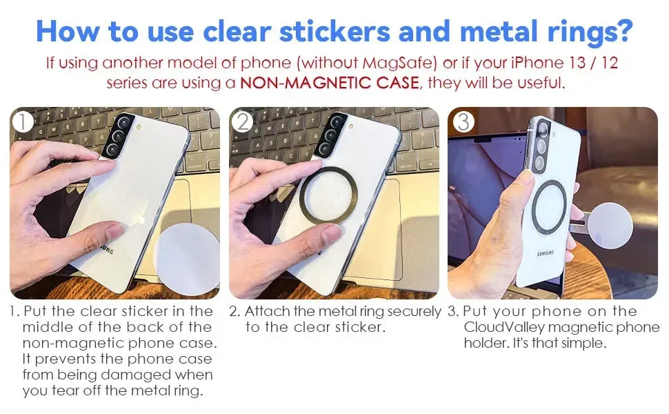 2025 Magnetic Laptop Phone Holder Computer Monitor Side Cell Phone Slim& Foldable For iPhone 14 13 12 Series Case and All Phone