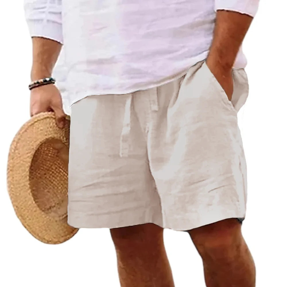 Men's Shorts Solid Color Short Lightweight Pants Linen Beach Shorts Men Jogging Sport Large Shorts Streetwear S-3XL